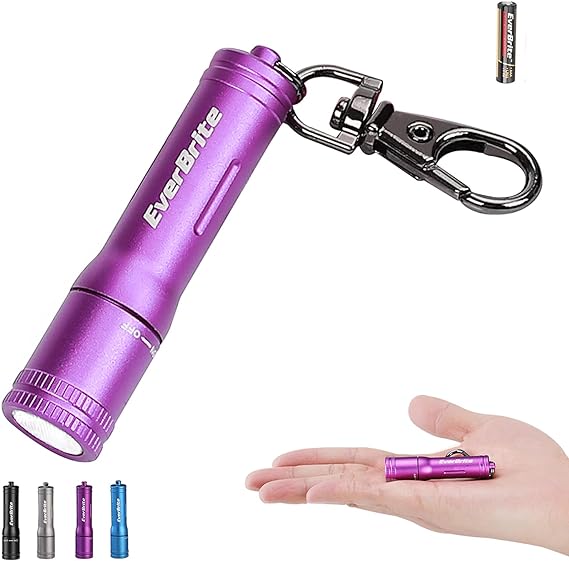 Pocket Size Purple Flashlight With Keychain For Traveling