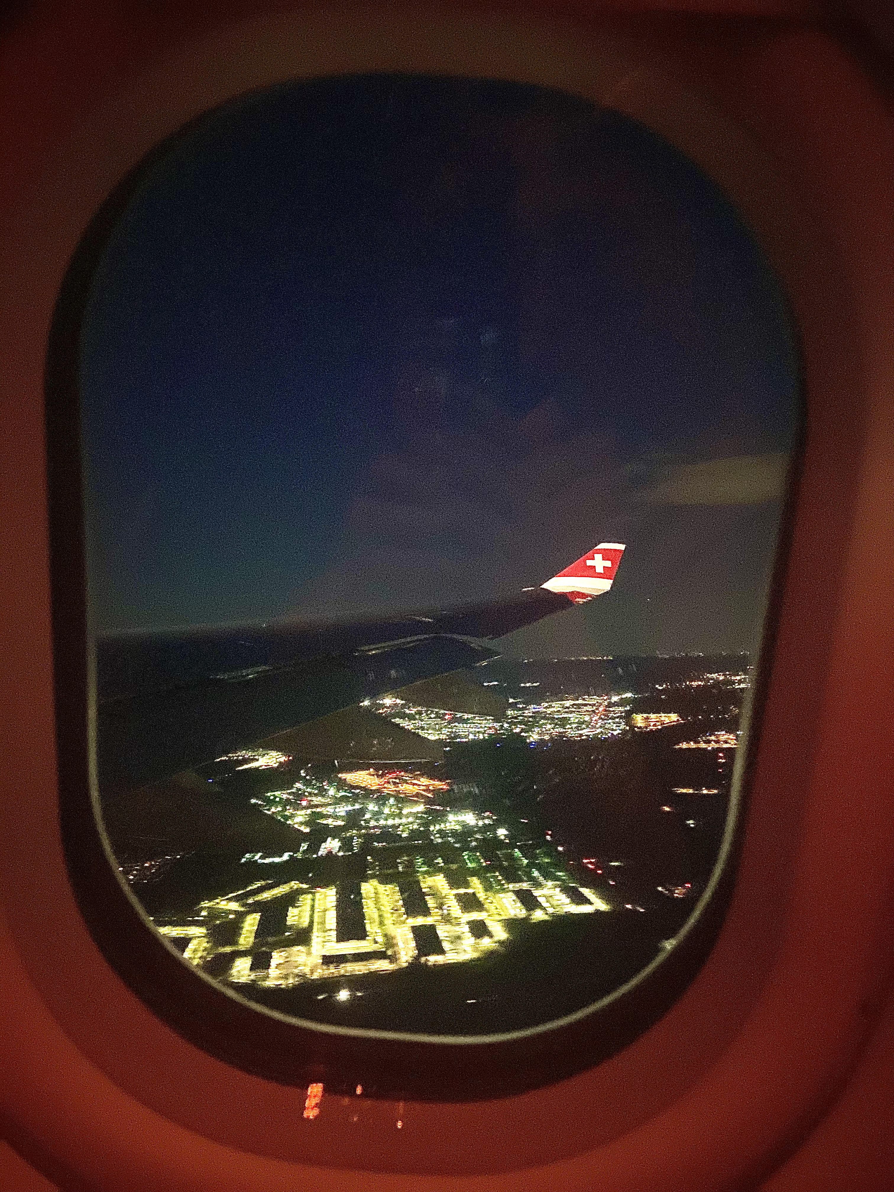 Picture Looking Out The Airplane Window Nighttime